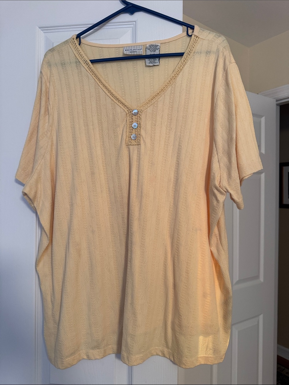 White Stag Short Sleeve V-Neck Tee in Pale Yellow